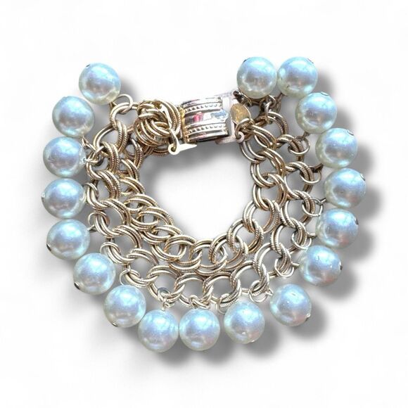 Park Lane Pearl Beaded Chain Dangle Layered Bracelet Classic Jewelry - Picture 3 of 6